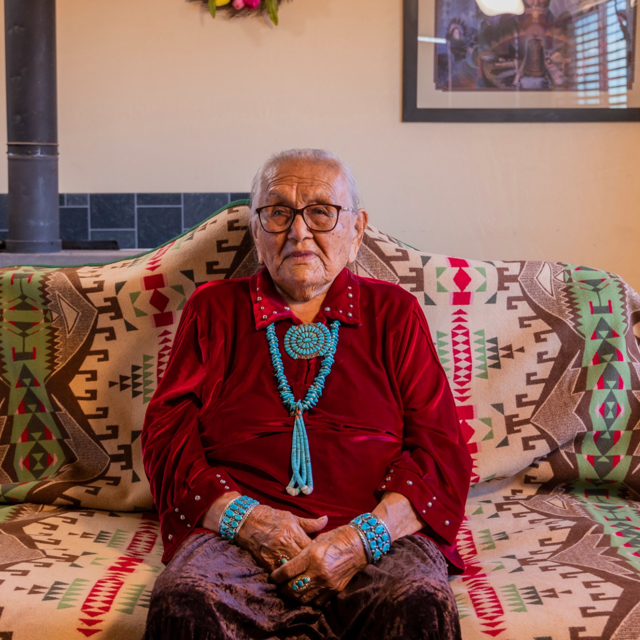 a person sitting on a bed