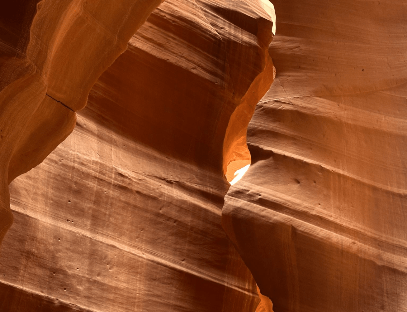Close-up view of sandstone rock formations with smooth, wavy textures.
